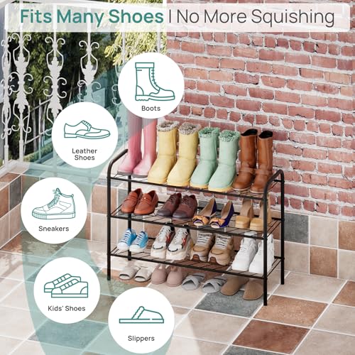 viewcare Shoe Rack for Closet, 3-Tier Long Shoe Rack for Entryway & Garage, Sturdy Metal Construction, Shoe Organizer Holds 8-12 Pairs - size: 3-Tier(Long)