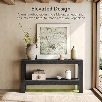 LITTLE TREE 63-Inch Black Console Table for Entryway, Narrow Long Wooden Entry Table for Living Room, Hallway, Sofa, Entrance, Foyer, Behind Couch with 2-Tier Storage Shelves - color: Black