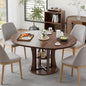 Extendable Round Dining Table for 4-6-8, 43.3-59in Expandable Kitchen Table with Storage Shelf, Space Saving Circle Oval Dining Table with Leaf for Kitchen, Dining Room, Walnut - color: Walnut