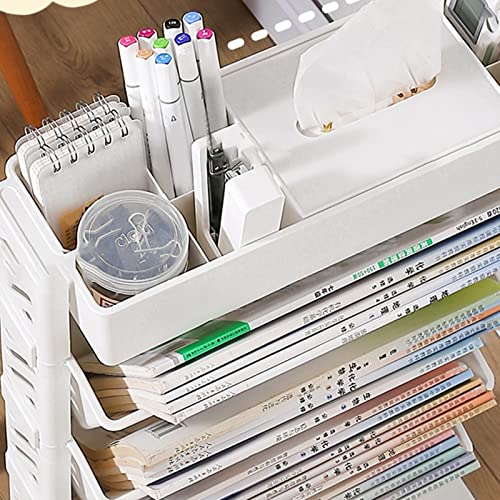 Ejoyous Mobile Bookshelf on Wheels, Movable Rolling Book Shelf 6 Tier Slim Storage Trolley Slide Out Storage Tower Rolling Utility Cart Storage Rack, for Office Bedroom Bathroom Living