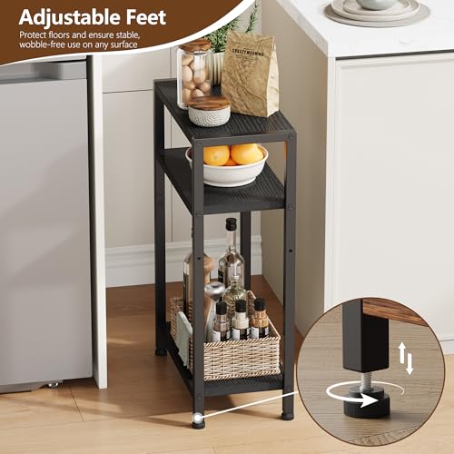 Heybly Small Narrow Side Table for Small Space, Thin Bedside TableHET006BK1 | Thin Bedside Table, Slim Sofa Table, 26.4" Tall Nightstand, Couch Table for Living Room, Bedroom, Balcony, Black - color: Black-adjustable Height