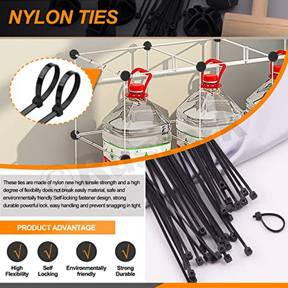 91Pcs Black Wire Grid Cube Connectors with Zip Ties and Wooden Hammer, Cube Storage Connectors Foot Connectors for Cube Storage Modular Closet Storage Organizer and Wire Shelving