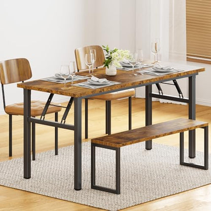 Need Home Office Desk - 62 Inches Large Computer Desk Sturdy Black Table Foldable Desk Gaming Computer Table No Assembly Required Rustic Brown AC5FB(157.5 * 60) - color: Rustic Brown & Black Frame, size: 62 inch