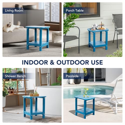 nalone Adirondack Side Table 16.5" Outdoor Side Table HDPE Plastic Double Adirondack End Table Small Table for Patio(Navy Blue) - color: Navy Blue