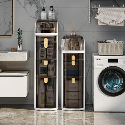 3-Tiers Slim Bathroom Storage Cabinet with Drawers & Tissue Box,Plastic Narrow Rolling Bathroom Tower Cart Waterproof & No Installation for Small Spaces Kitchen Laundry Living Room - size: 3-Tiers