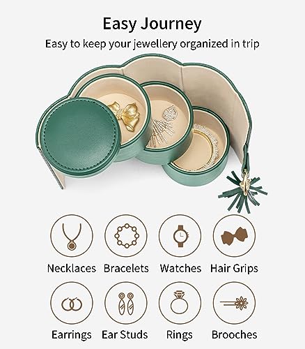 VLANDO Wedding Gifts for Women, Travel Jewelry Box, Bridal Shower Bridesmaid Gifts for Wedding Day Bride Gifts, Bridesmaid Proposal Gifts, Travel Jewelry Organizer - Green - color: Green