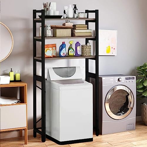 1 Set Over The Toilet Storage, 3-Tier Bathroom Laundry Storage Rack Space-Saving Organizer Household Supplies (Black) - color: Black