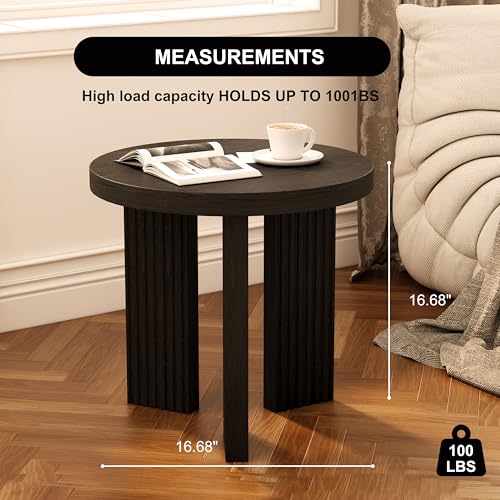 17.52" Small Round Side Table, Black | Coffee Table with Smooth Thick Mesa, Circle End Table with X Shaped Stable Legs, Accent Tea Table for Living Room, Office - color: Black, style: Side Table