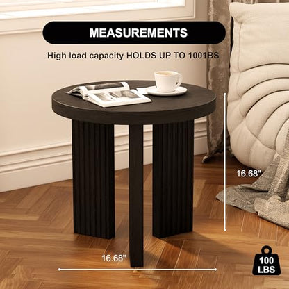 17.52" Small Round Side Table, Black | Coffee Table with Smooth Thick Mesa, Circle End Table with X Shaped Stable Legs, Accent Tea Table for Living Room, Office - color: Black, style: Side Table