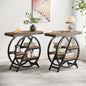 Tribesigns End Table Set of 2, 3-Tier Narrow Sofa Side Table with Storage for Living Room, Wood End Table with Geometric Metal Frame, Industrial Nightstand and Bedside Table for Bedroom, Light Brown - color: Light Brown