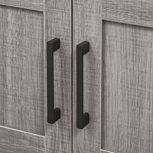 kleankin Pedestal Sink Storage Cabinet with 2 Doors and Open Shelf, Gray | Bathroom Under Sink Cabinet, Bathroom Vanity - color: Grey