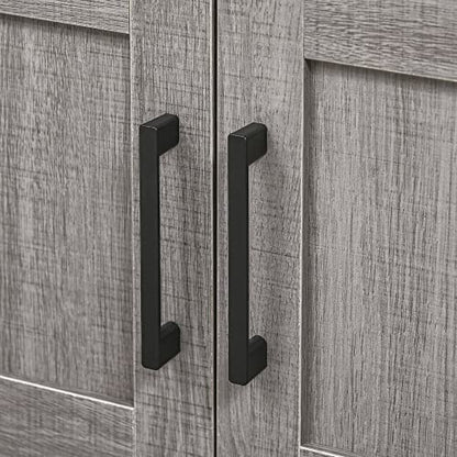 kleankin Pedestal Sink Storage Cabinet with 2 Doors and Open Shelf, Gray | Bathroom Under Sink Cabinet, Bathroom Vanity - color: Grey