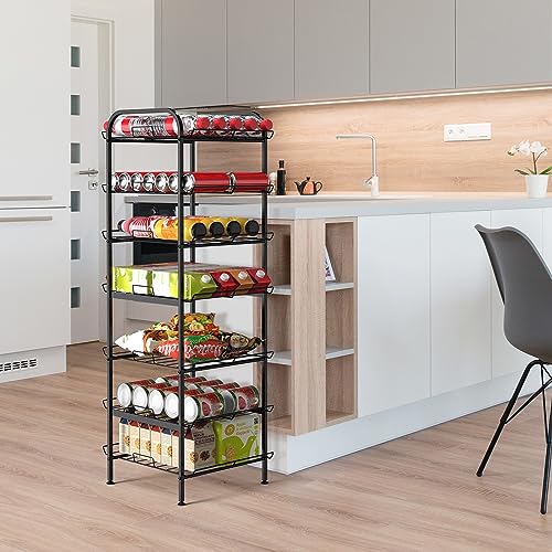 BTY Water Bottle Organizer 7 Tier Freestanding Water Bottle Storage Organizer Metal Bottle Rack Holder Stand Shelf for Kitchen Pantry Food Storage (Black) - size: 7 TIER
