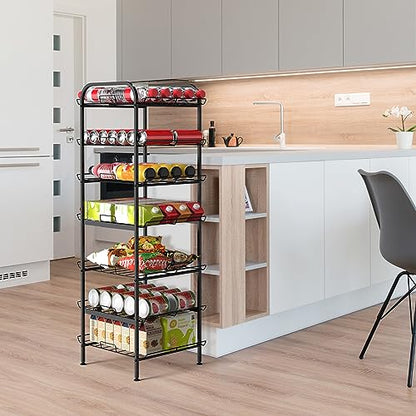BTY Water Bottle Organizer 7 Tier Freestanding Water Bottle Storage Organizer Metal Bottle Rack Holder Stand Shelf for Kitchen Pantry Food Storage (Black) - size: 7 TIER