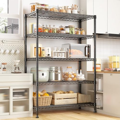 REIBII 5-Tire Storage Shelves, Wire Shelving Load 1000LBS Metal Shelves for Storage Adjustable Garage Shelving Unit Wire Shelf Rack Kitchen Storage Rack Pantry Shelves 31.5''W x 15.7'' D x 71''H - size: 5 Tier-15.7"D x 31.5"W x 71"H