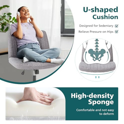 OLIXIS Criss Cross Chair with Wheels, Vanity Chair, Home Office Desk | Wide Seat Armless, Comfy Fabric, Height Adjustable Swivel Rolling, Home Computer Task Seating for Bedroom Study, Grey Fabric - color: Grey Fabric