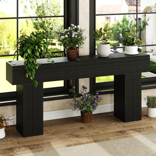 knoworld 70.9-Inch Long Console Table, Wooden Sofa Table Behind Couch Tables, Farmhouse Entryway Table Accent Table for Entrance, Hallway, Living Room, Foyer, Black - color: Black