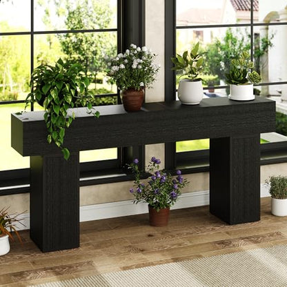 knoworld 70.9-Inch Long Console Table, Wooden Sofa Table Behind Couch Tables, Farmhouse Entryway Table Accent Table for Entrance, Hallway, Living Room, Foyer, Black - color: Black