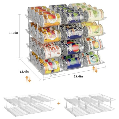 LXLXXL Can Organizer for Pantry Canned Food Storage Goods Holders 4 Tier | Automatic Rolling,Clear Acrylic Can Storage Rack,Sturdy and Stackable,for Fridge Cabinet Pantry Kitchen desktop Storage - size: 4Tier*3