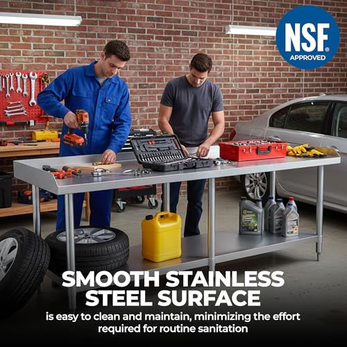 NSF Certified 18 Gauge Heavy Duty Stainless Steel Equipment Grill Stand with Undershelf for Kitchens, Utility Rooms, Caterers & Auto (72" x 24") - size: 72" x 24"