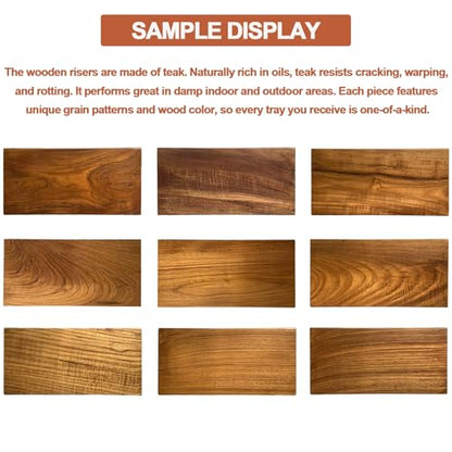Teak Wood Decorative Small Tray, Bathroom Wood Riser for Decor, Kitchen Counter Wooden Pedestal Stand, Tray for Vanity, Sink & Soap (1, Teak Wood, 12.6" x 4.9" x 1") - size: 12.6" x 4.9" x 1"