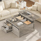 Itaar 39.4'' Lift Top Coffee Table with Storage, Farmhouse Coffee Tables for Living Room, Square Coffee Table with Large Hodden Compartment & 2 Drawrs & Adjustables Shelves (Gray) - color: Grey