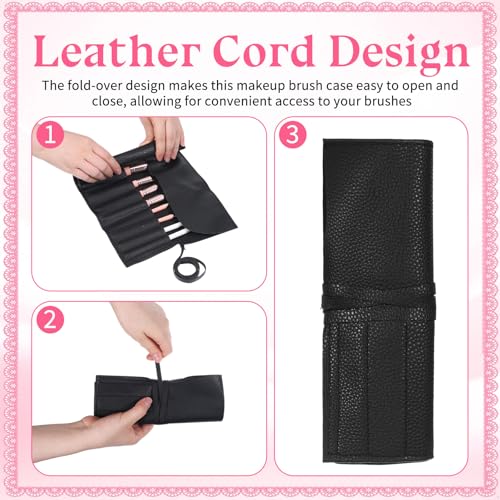 Makeup Brush Holder Travel Makeup Brush Bag Make Up Brushes Roll Organizer with Belt Strap Cosmetic Pouch Case for Women