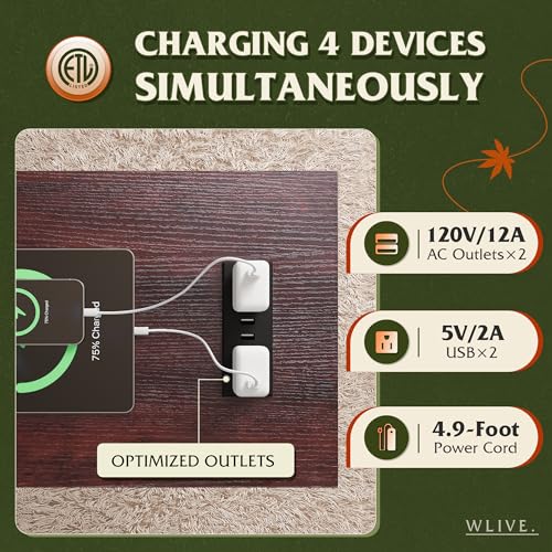 WLIVE Narrow End Table with Charging Station of Open Storage Shelf，Sofa Side Table with 2 USB Ports and 2 Power Outlets，Slim Farmhouse End Table for Small Spaces, 11.8" D x 23.6" W x 23.74" H - color: Espresso