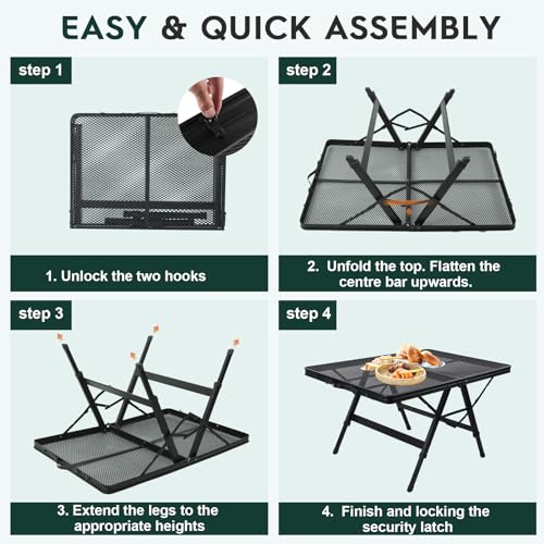 WildFinder 3 FT Folding Grill Table, Portable Camping Table for Outside, 3 Adjustable Height Folding Table with Desktop, Lightweight Outdoor, Camping, Picnic, BBQ - size: 3x2FT(X-Frame)