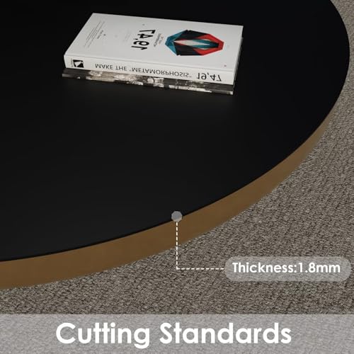 Round Table Cover - 1.8mm Thick,Dia.25 Inch Waterproof & Easy to Clean Protects Table Surfaces Conceals Scratches & Flaws for Coffee Tables & Dining Tables(Black+Black Dia.25Inch) - color: Black+black, size: 25" (Round)