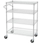 Finnhomy 4 Tier Heavy Duty Commercial Grade Rolling Cart with Handle Bar, Metal Wire Utility Cart with Wheels, Kitchen Service Trolley on Wheels, Shelf Size 18" D x 36" W, NSF, Chrome - size: 36"L x 18"W x 46.4"H-4 Tier, style: Chrome Cart