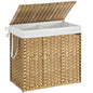 SONGMICS Laundry Hamper with Lid, 42.3 Gallon (160 L) Synthetic Rattan Clothes Laundry Basket with Lid and Handles, Foldable, Removable Liner, Goose Yellow ULCB216Y01 - color: Goose Yellow, size: 160 L