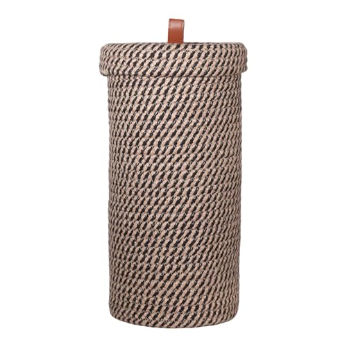Toilet Paper Holder, Boho Decor Toilet Paper Storage Stand for Bathroom,Cotton Handmade Woven Paper Basket for Mega Roll,3 Rolls of Toilet Tissue Storage (Black)