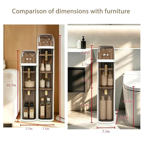 BGYMF 3-Tier Slim Bathroom Storage Cabinet,Slim Cabinet for Bathroom,Narrow Movable Bathroom Storage Organizer for Small Spaces,Bathroom,Kitchen,Living Room - size: Slim 3 Tiers