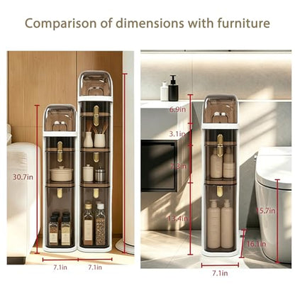 BGYMF 3-Tier Slim Bathroom Storage Cabinet,Slim Cabinet for Bathroom,Narrow Movable Bathroom Storage Organizer for Small Spaces,Bathroom,Kitchen,Living Room - size: Slim 3 Tiers