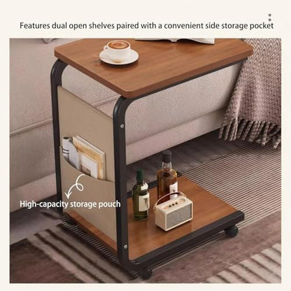DJDLMDD Multi-Purpose Storage C Table End Table TV Tray Table for Small Spaces, Side Tables with Wheels for Living Room and Bedroom for Small Spaces, Couch Tables, That Slide Under, with Wheels