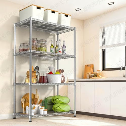 4-Shelf Heavy-Duty Metal Wire Shelving Unit Adjustable Wire Rack 2200LBS Storage Shelves Garage Shelving Storage Shelf Flower Stand for Pantry Laundry Kitchen 14" Dx35.7 Wx59 H - size: 4-Tier-Silver[14" D x 35.7" W x 59" H]