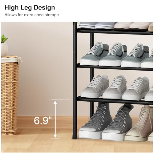 STO STO Expandable Shoe Rack, 3-Tier Metal Small Shoe Rack for Closet, Up to 16 Pairs Adjustable Shoes Racks Storage for Front Door Entrance, Free Standing Shoes Rack Organizer for Entryway, Black - size: 3-Tier
