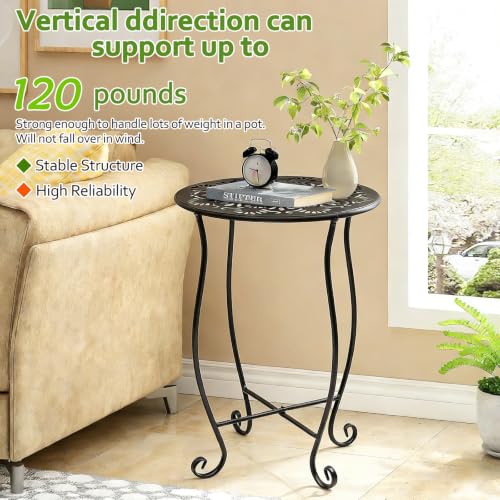 Arbuxzuy 4-Pack 17" Tall Round Metal Outdoor Side Tables,Flower Pot Stand | 17" tall decorative flower pot stands,Rustproof potted holder,120 lbs load capacity, indoor/outdoor use - size: 4pcs