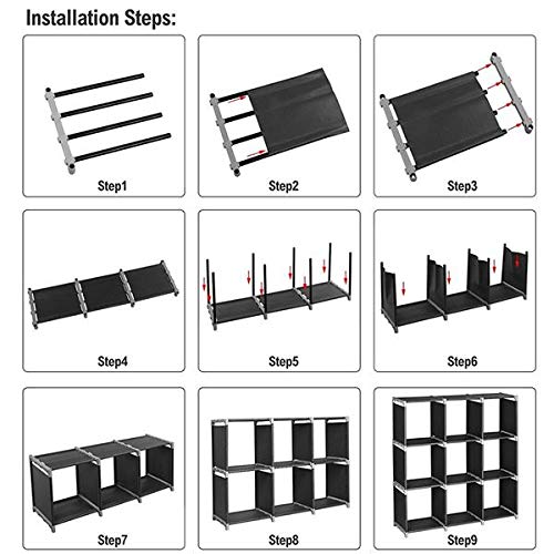 Hatchsun 9-Cube Modular Storage Organizer, Storage Rack, Bedroom Living Room Vertical Assembled Cabinet Bookshelf, Double Row 9-Grid Multi-Functional Storage Equipment