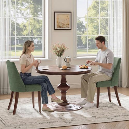 COLAMY Upholstered Dining Chairs Set of 4 with Wood Legs, Green | Mid Century Kitchen Chairs with Back, Fabric Side Dining Room Chairs for Dining Room Restaurant - color: Green, size: Set of 4