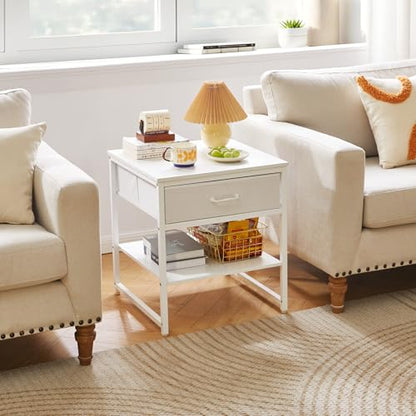 Aibiju Living Room Large Side Table, End Table with Drawers, Refrigerator Stand Printer Table with Adjustable Shelves, Office Square Coffee Table White YD-TM156W - color: White, style: With Drawers