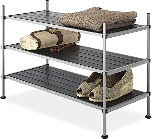 Whitmor 3 Tier Closet Storage Shelves - Shoe Rack and Home Organizer - color: 3-tier,grey