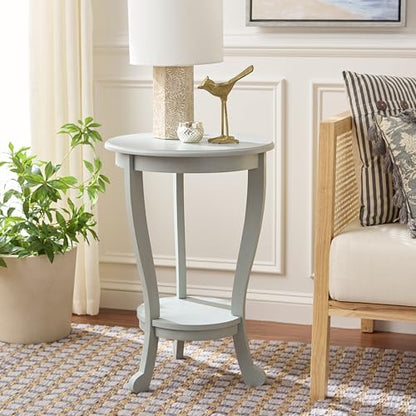 SAFAVIEH Furniture - Mary Pedestal Table - Robins Egg Blue - Solid Wood - Farmhouse Pedestal Design - Ideal for Living Room, Entryway, Home Office, 18.1" W x 18.1" D x 26" H (AMH5711L) - color: Robins Egg Blue