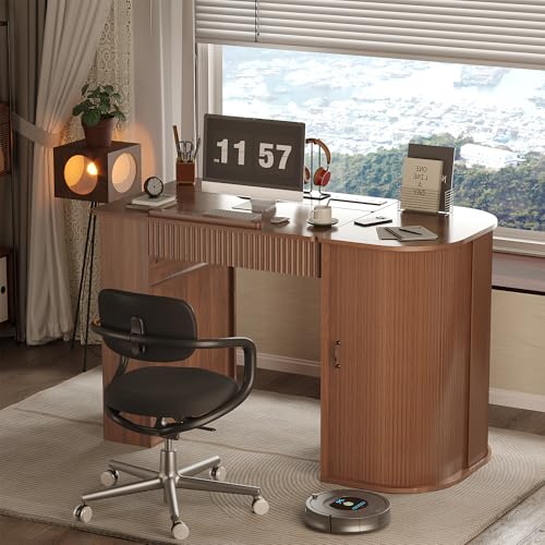 Drafting Table with Storage Cabinet & Drawers, Adjustable Drawing Table with Open Shelves, Crafting Table Art Desk for Home Office, Reading, Writing, Crafting, Painting - color: Walnut