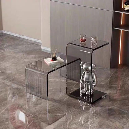 Side Table,C Shaped End Table, Acrylic Sofa Side Table, Bedside Table for Bedroom Small Simple Modern Coffee Table Suitable for Living Room (Smoke Gray) - color: Smoke Gray
