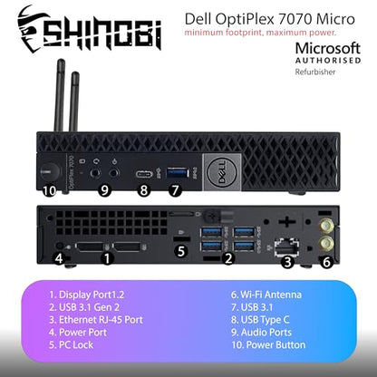 Dell OptiPlex 7070 Micro PC | Intel Core i5-9500T | 32GB RAM | 1TB NVMe | Windows 11 Pro | Built in AX210 WiFi 6E+BT 5.3 | Mini PC | Pc Monitor Mount (Renewed) - style: 32GB RAM + 1TB NVME
