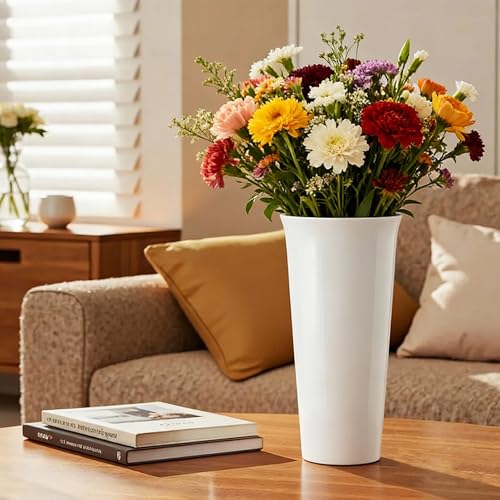 Flower display stand, three tiers with six vases, suitable for flower bars and indoor/outdoor celebrations. The flower cart display stand comes with a chalkboard and wheels (white). - color: White