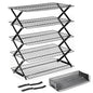 5 Tier Upgraded Collapsible Cooling Rack with Adjustable 3 Setting Design, Stackable Baking Rack with Clean Brush, Roasting Cooking Drying Wire Cooling Rack for Cookies Baking Roasting ＆ Grilling - color: Black
