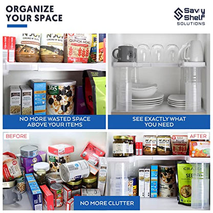 Savvy Shelf Adjustable Pantry & Can Storage Organizer - Kitchen Cabinet - Pantry Organization & Storage Can Organizer for Cupboard